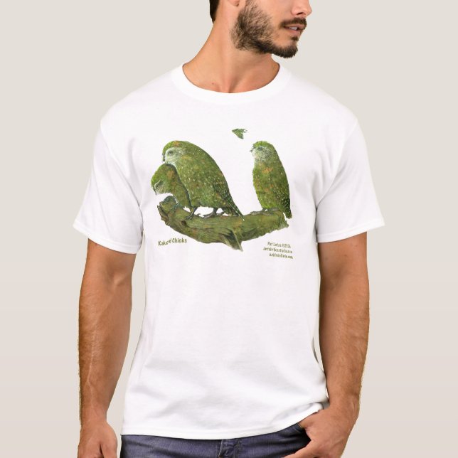 T-shirt kakapo e pintinhos (Frente)