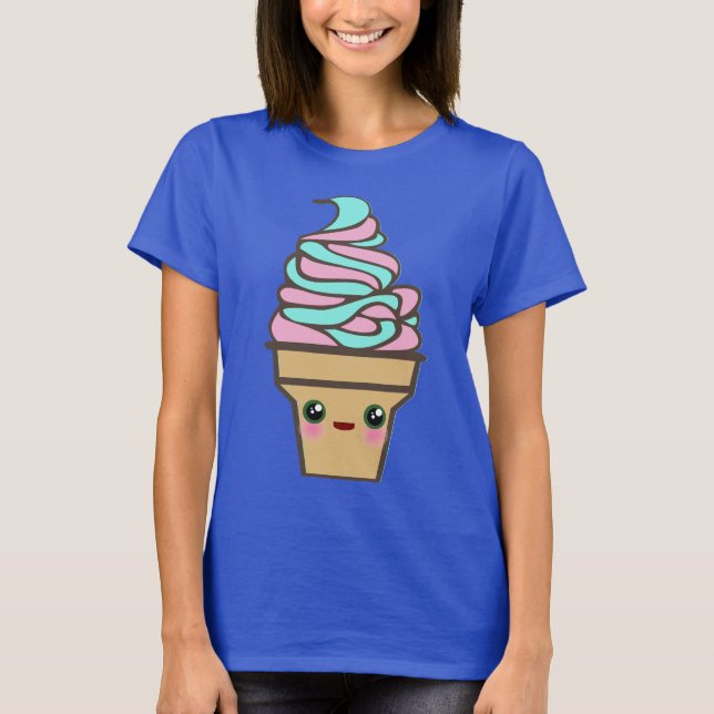 T-shirt Kawaii Rave Sorvete Cone Rainbow Tie Dye (Frente)
