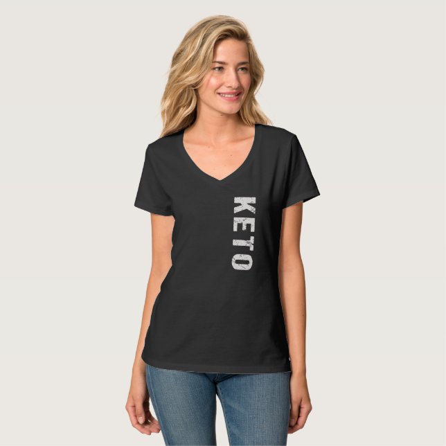 T-shirt Keto longo do Keto que rotula a camisa do (Frente Completa)