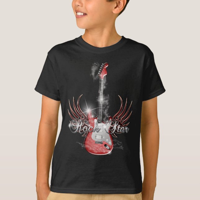T-shirt Kids Rock Star Guitar Wing (Frente)