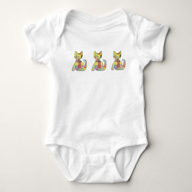 T-shirt Kit de Patchwork Kitten Infant Creeper (Frente)