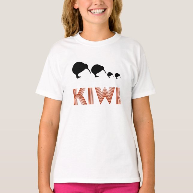 T-shirt Kiwi Family Retro Graphic Kids Shirt Ringer (Frente)