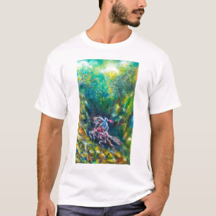 T-SHIRT KNIGHT LANCELOT, HORSE ANDANDO NA FLORESTA VERDE