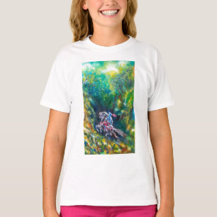 T-SHIRT KNIGHT LANCELOT, HORSE ANDANDO NA FLORESTA VERDE