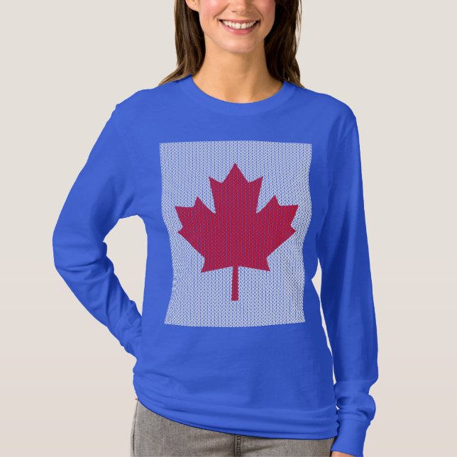 T-shirt Knit Style Maple Leaf Knitting Motif (Frente)