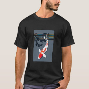 T-shirt Kohaku Koi em plantas decorativas da lagoa