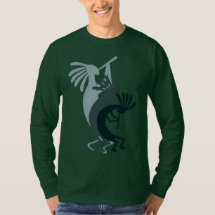 T-shirt Kokopelli baixa musica verde LS Tshirt