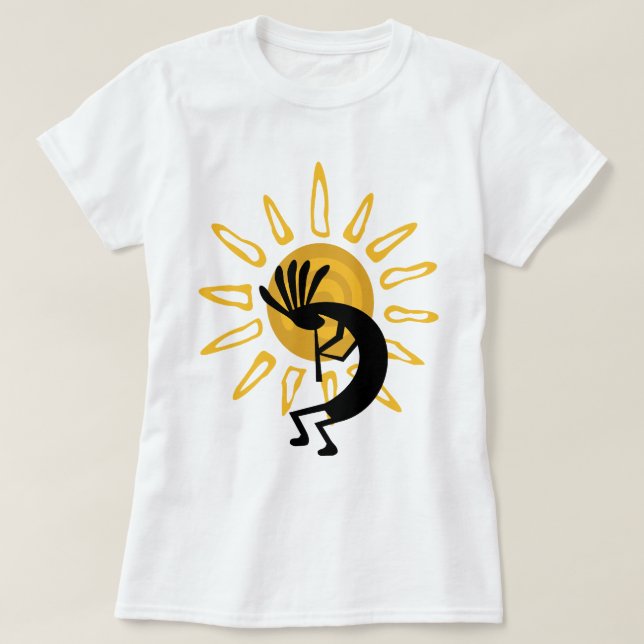 T-shirt Kokopelli Dourado Sun Damas Basic (Frente do Design)