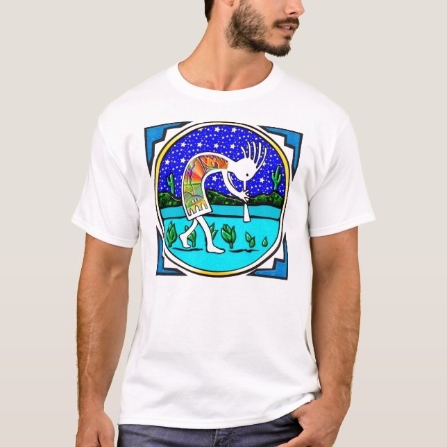 T-shirt Kokopelli sob as estrelas (Frente)