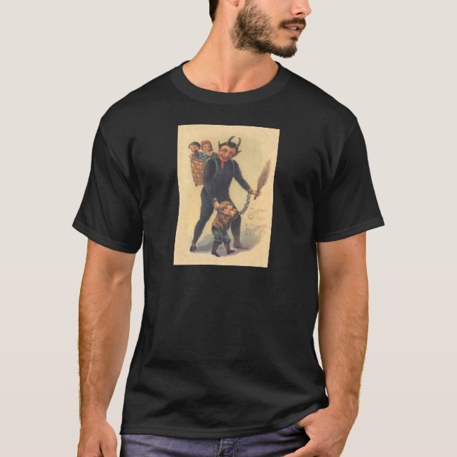 T-shirt Krampus Punindo Criança Má (Frente)