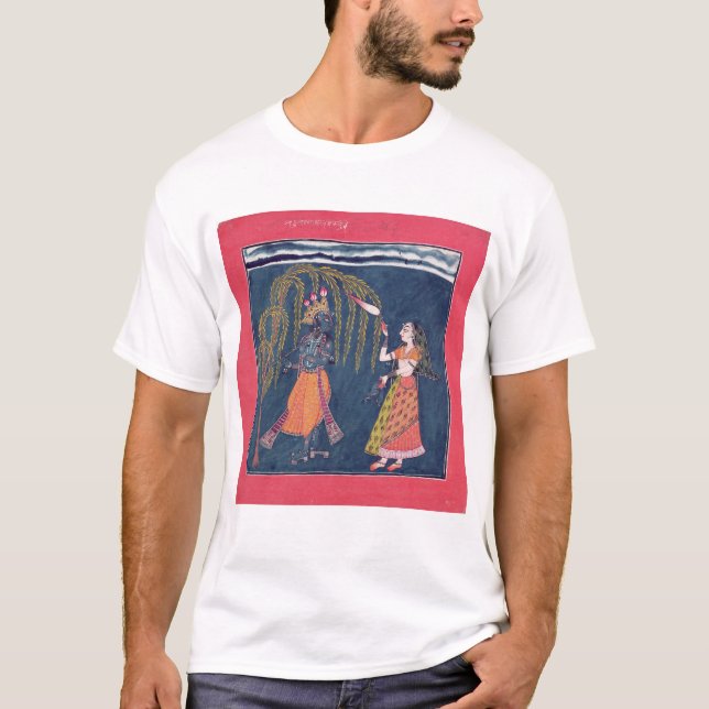 T-shirt Krishna que joga uma flauta, 'do Vahula (Frente)