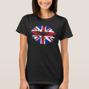T-shirt Lábios BRITÂNICOS da bandeira de Union Jack