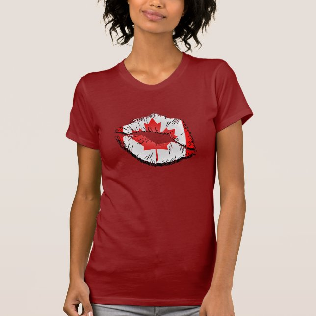 T-shirt Lábios canadenses da bandeira (Frente)