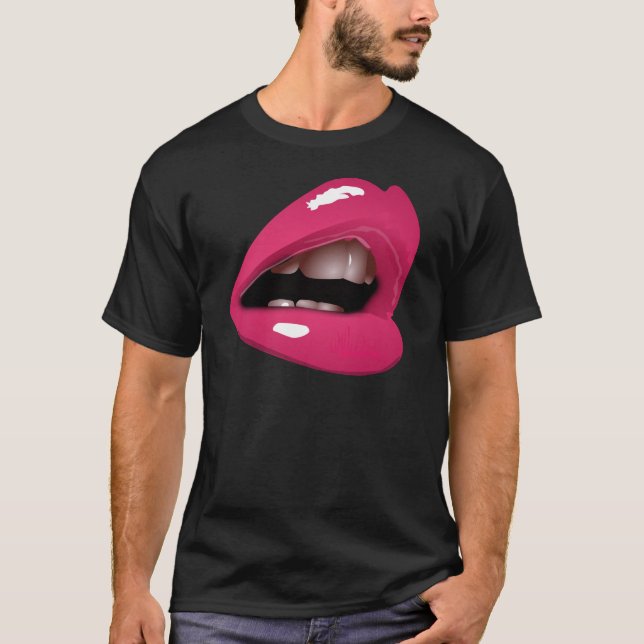 T-shirt Lábios cor-de-rosa grandes (Frente)