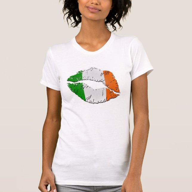 T-shirt Lábios irlandeses da bandeira (Frente)