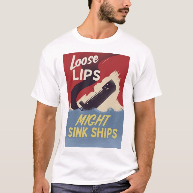 T-shirt Lábios Soltos Podem Afundar Navios (Frente)