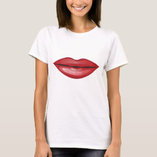 T-shirt Lábios Vermelhos Brilhantes Beijo Chic Glamour Mod