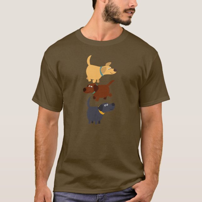 T-shirt Labradores de desenhos animados em 3 flavors T-shi (Frente)