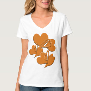 T-shirt Lado mais suave dos corações laranja
