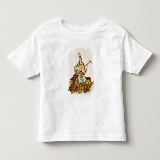 T-shirt Lady of Quality tocando guitarra, placa de moda, (Frente)