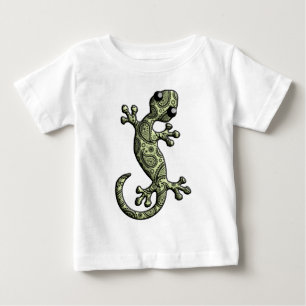T-shirt Lagarto de escalada branco verde do geco