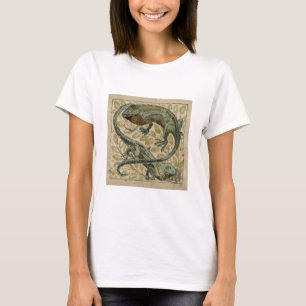 T-shirt Lagartos, design para um azulejo (w/c no papel)