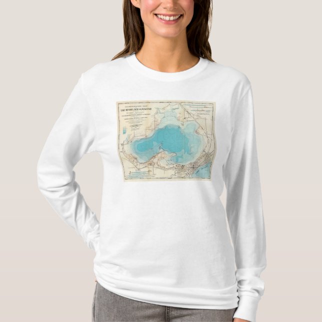 T-shirt Lago hidrográfico Mendota do mapa (Frente)