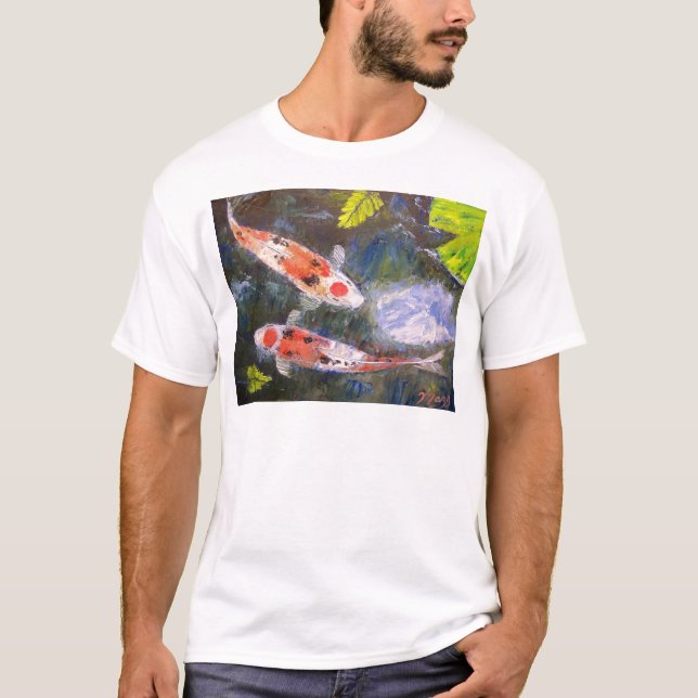 T-shirt Lagoa de peixes de Koi (Frente)