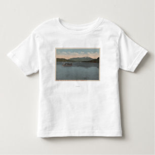 T-shirt Lake Placid, NY - vista do navio a vapor Doris