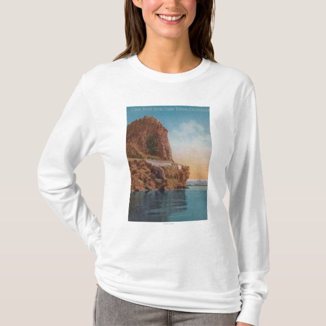 T-shirt Lake Tahoe, CA - rocha da caverna da opinião do (Frente)