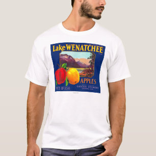 T-shirt Lake Wenatchee Apple Label (azul) - Cashmere, WA