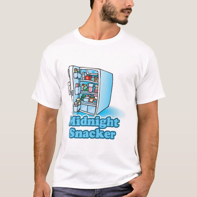 T-shirt lanche da meia-noite abre geladeira (Frente)