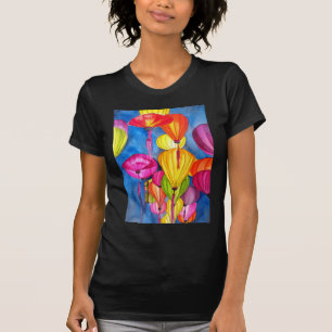 T-shirt Lanteras Chinesas pintam-d'água de arte fina