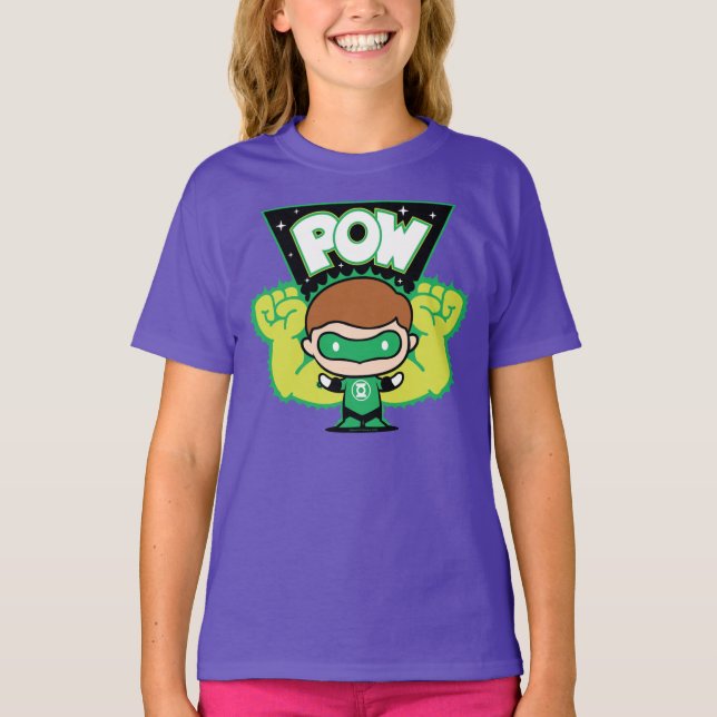 T-shirt Lanterna Verde Chibi Formando Punhos Gigantes (Frente)