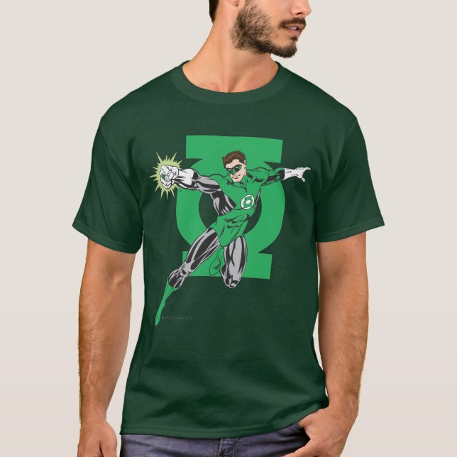 T-shirt Lanterna Verde com Fundo do Logotipo (Frente)