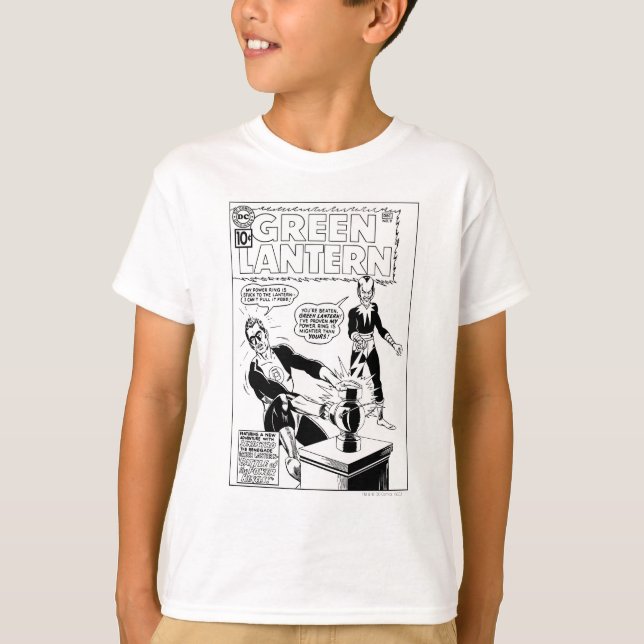 T-shirt Lanterna Verde e Cobrir Sinestro, Preto e Branco (Frente)