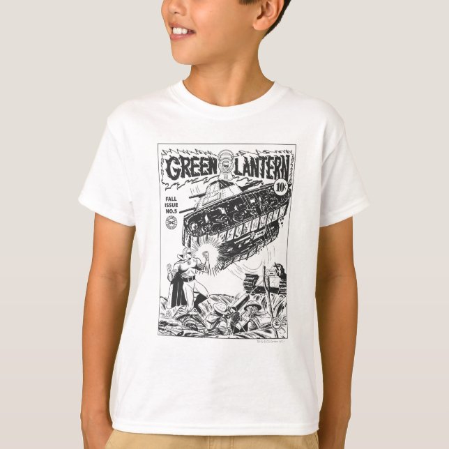 T-shirt Lanterna Verde nas trincheiras, Preto e Branco (Frente)