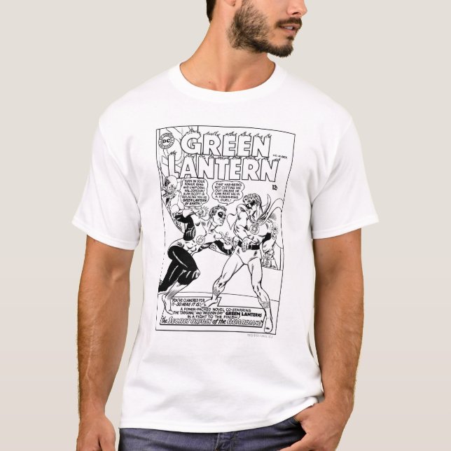 T-shirt Lanterna Verde no anel, Preto e Branco (Frente)
