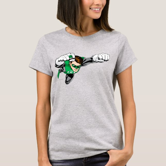 T-shirt Lanterna Verde - Quadrinhos, Voando à Direita (Frente)
