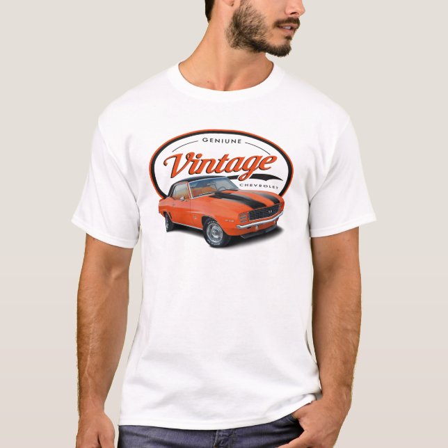 T-shirt Laranja Camaro do vintage (Frente)