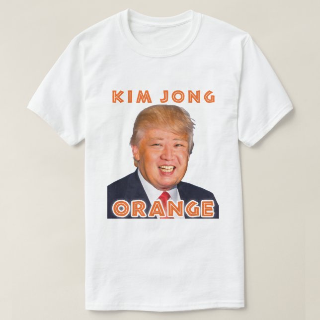 T-shirt Laranja de Kim Jong | Donald Trump + Un de Kim (Frente do Design)