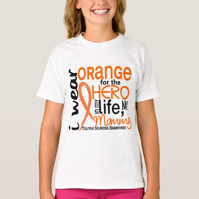 T-shirt Laranja para a esclerose múltipla do MS das mamães (Frente)