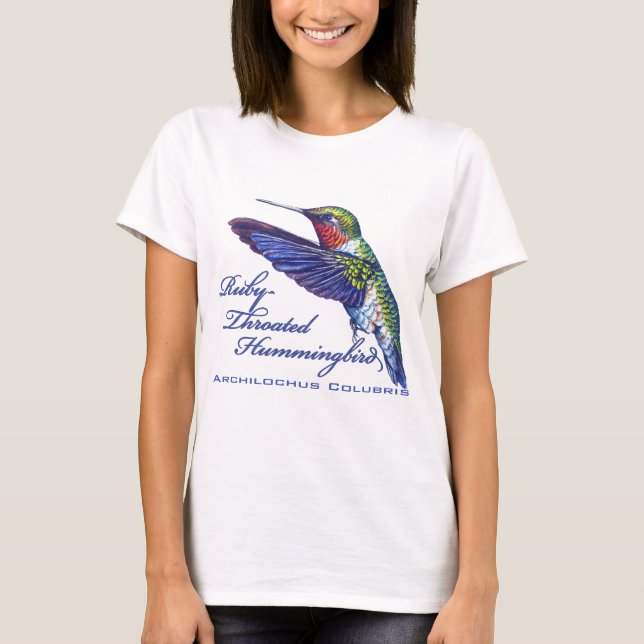 T-shirt Latino Throated do colibri do rubi (Frente)