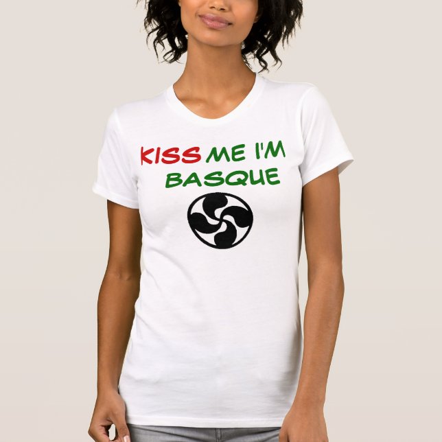 T-shirt lauburu,        MIM eu sou BASQUE, BEIJO (Frente)