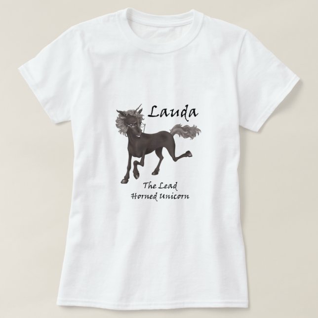 T-shirt Lauda, A Camiseta-Tee-Shirt Do Unicórnio Chifre (Frente do Design)