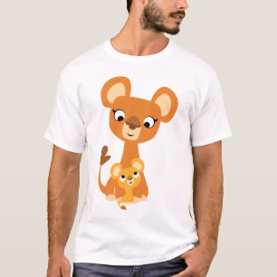 T-shirt Leão bonito da mãe dos desenhos animados e t-shi