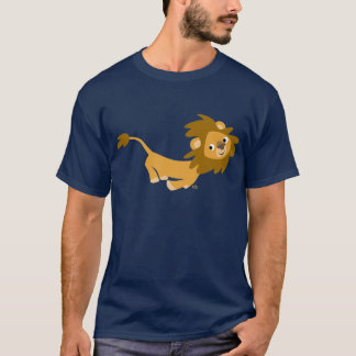T-shirt Leão de Cartoon Corante em Foguete