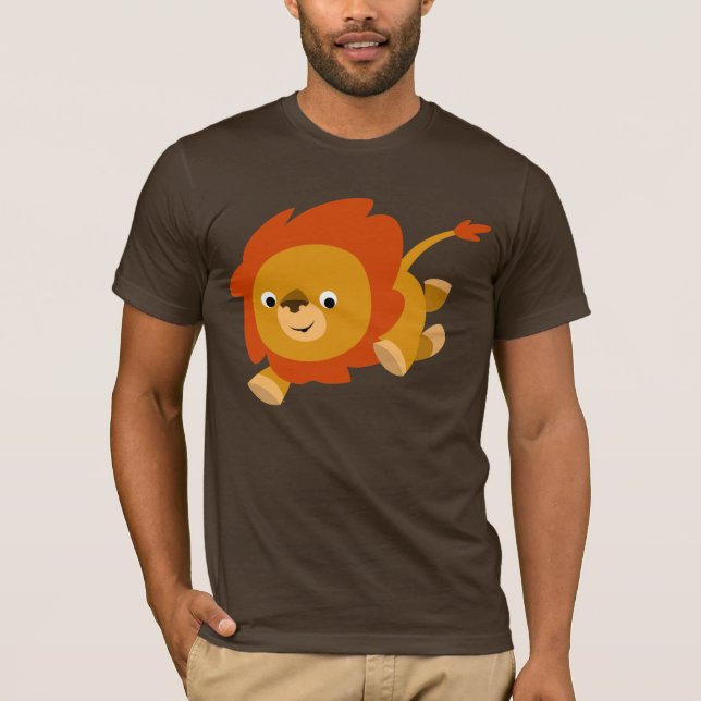 T-Shirt Leão De Cartoon De Cor Rápida (Frente)