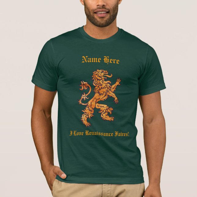T-shirt Leão Dourado medieval (Frente)