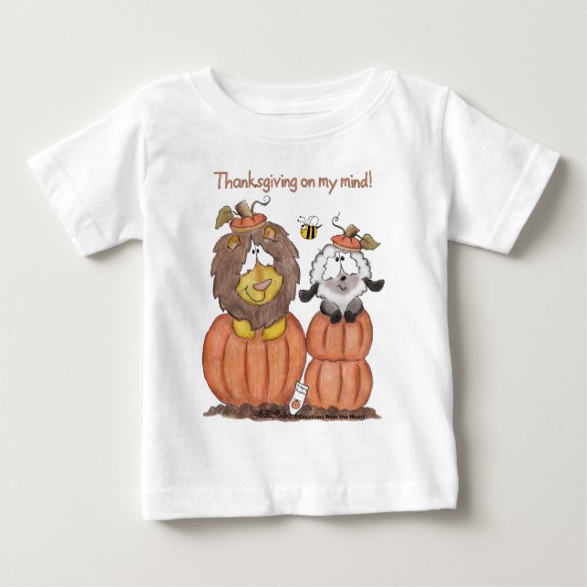 T-shirt Leão e Lamb em Pumpkins (Frente)